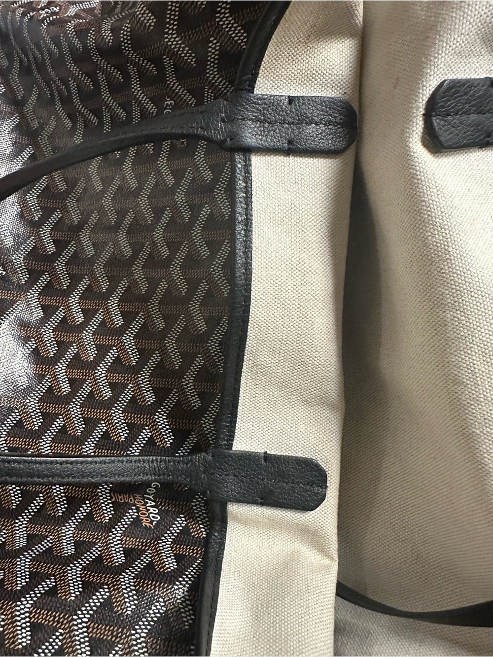 Authentic Goyard Black and Brown Tote with Wallet Pouch PM Noir - Picture 8 of 17
